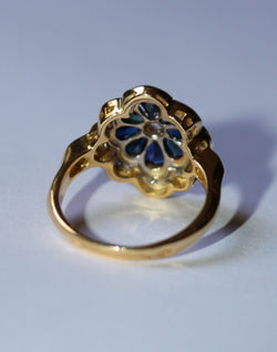 Bague Fleur or jaune saphirs diamants - Castafiore