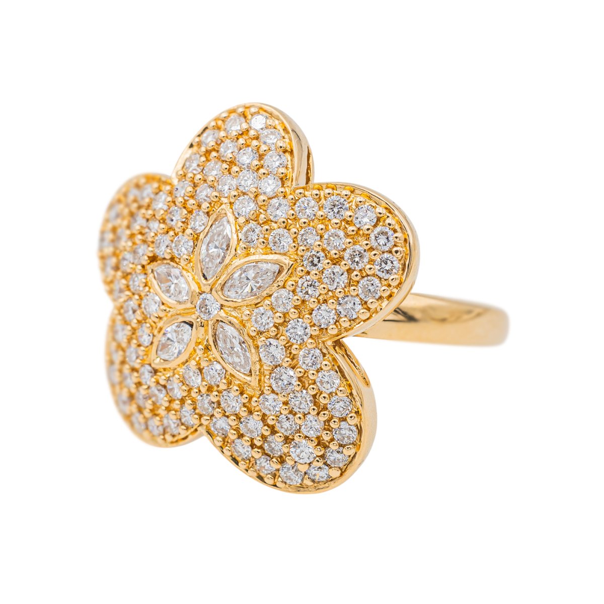 Bague Fleur Or rose Diamant - Castafiore