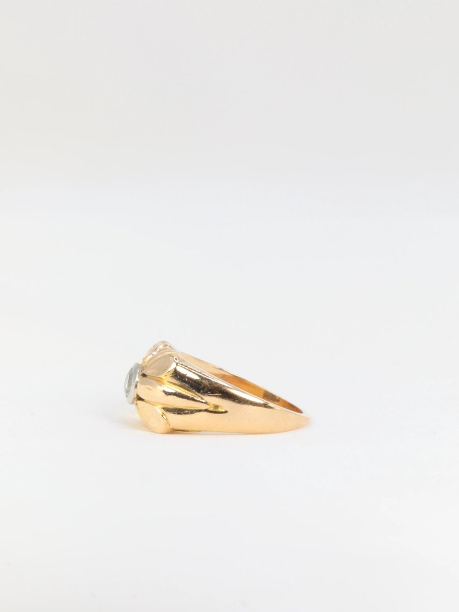 Bague fleur vintage en or et diamant taille ancienne - Castafiore