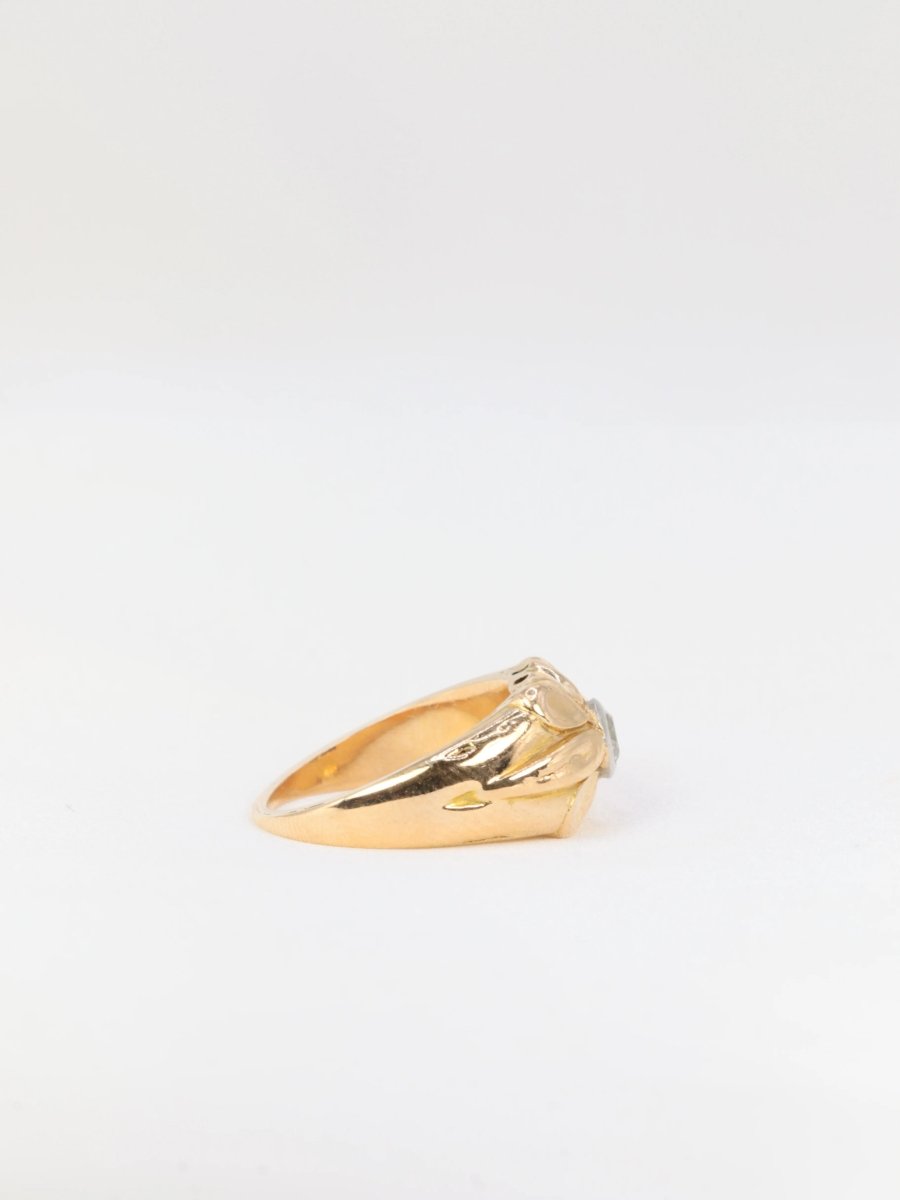 Bague fleur vintage en or et diamant taille ancienne - Castafiore