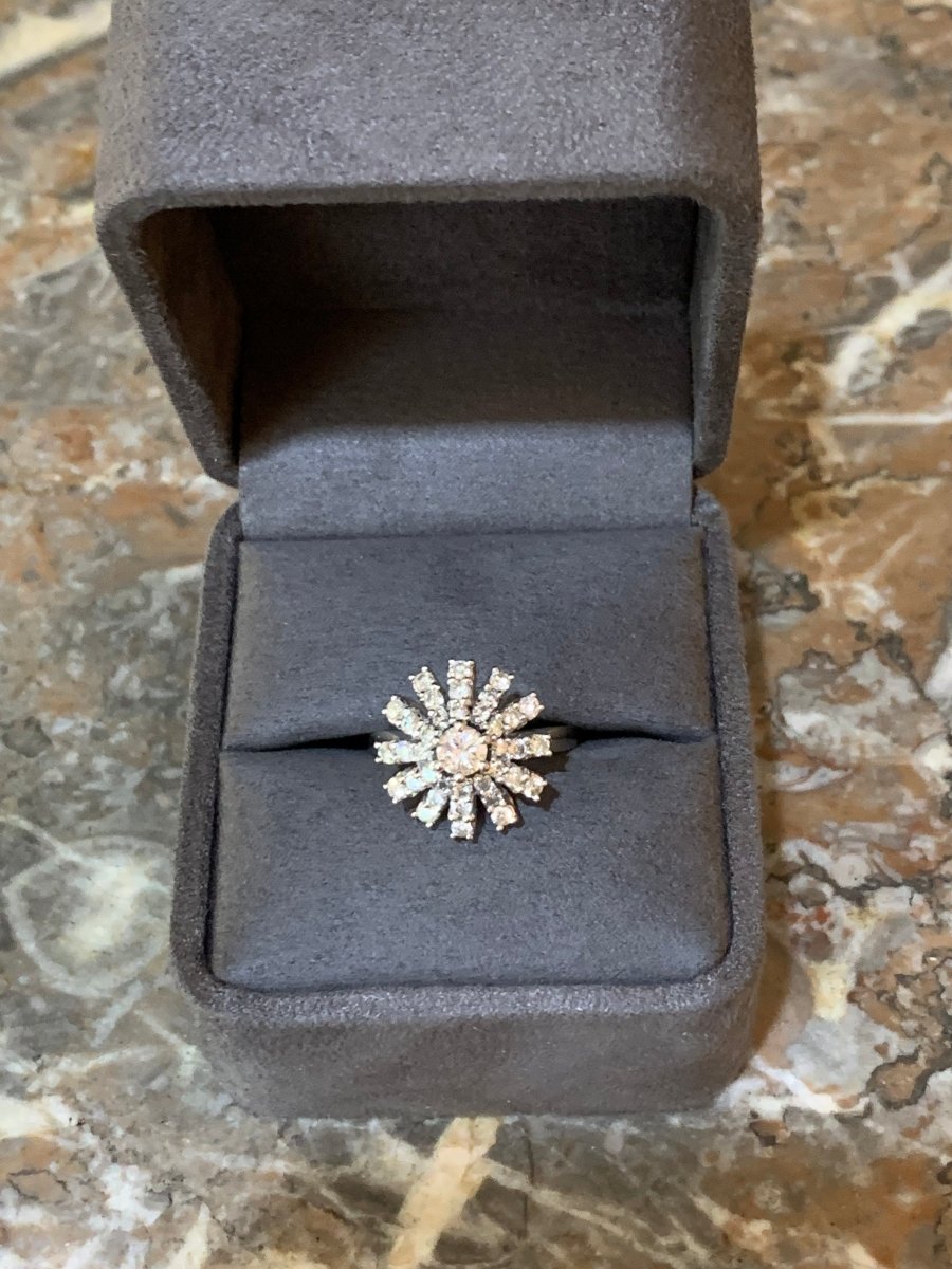 Bague Flocon Diamants 1 Carat Or Gris 18 Carats - Castafiore
