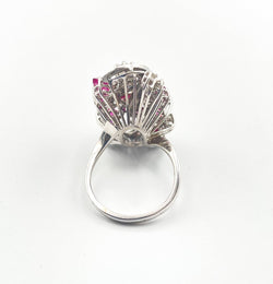 Bague Florale Vintage Diamants et Rubis - Castafiore