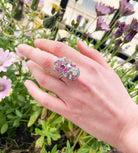 Bague Florale Vintage Diamants et Rubis - Castafiore