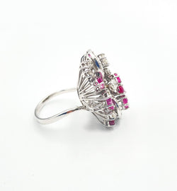 Bague Florale Vintage Diamants et Rubis - Castafiore