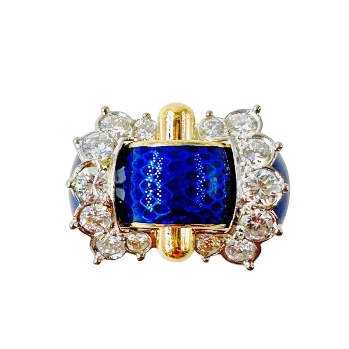 Bague FRED Ceinture en or jaune, or blanc, émail et diamants - Castafiore