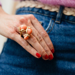Bague FRED en or jaune, corail et diamants - Castafiore