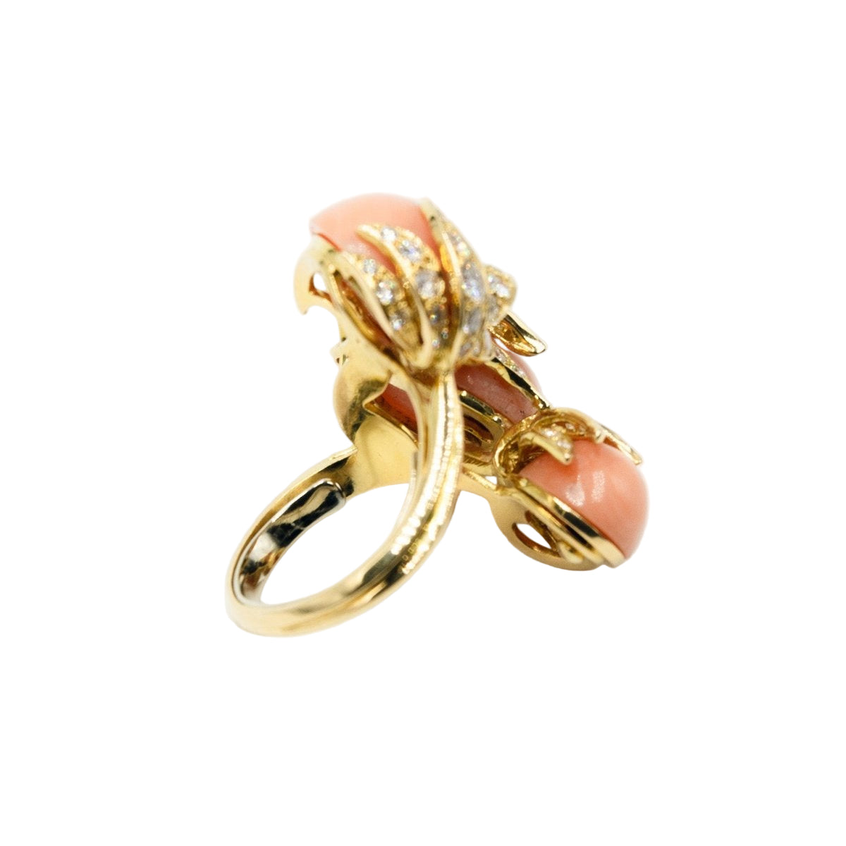Bague FRED en or jaune, corail et diamants - Castafiore