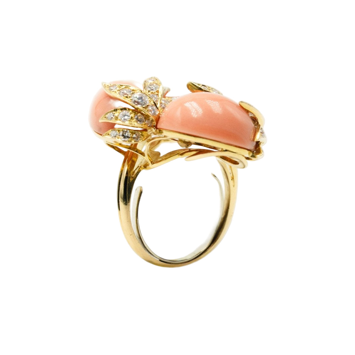 Bague FRED en or jaune, corail et diamants - Castafiore