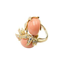 Bague FRED en or jaune, corail et diamants - Castafiore