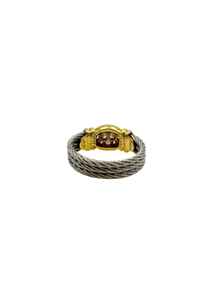 Bague FRED "Force 10" en or jaune, acier et diamants - Castafiore