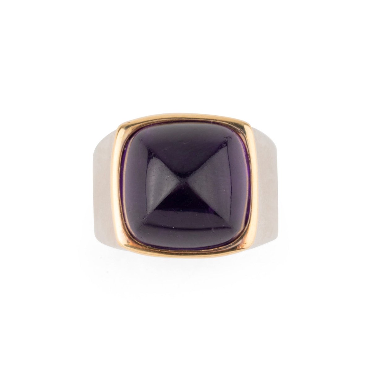 Bague FRED "Pain de sucre" en or jaune, or blanc et améthyste - Castafiore