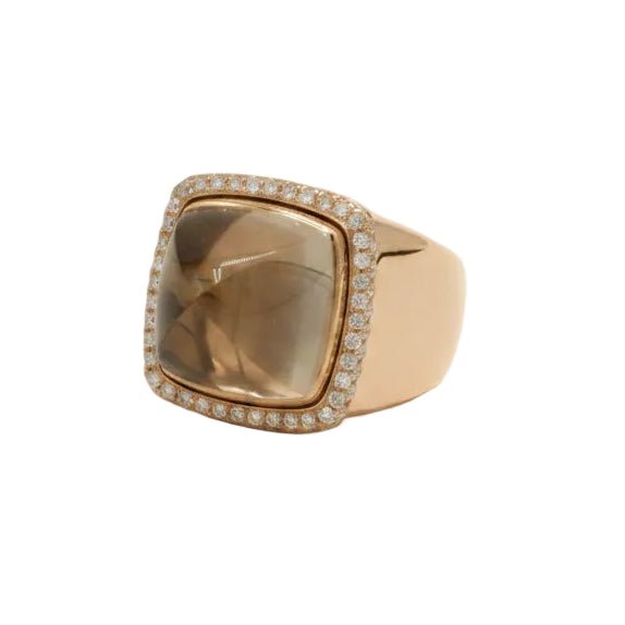 Bague FRED "Pain de sucre" en or rose, quartz et diamants - Castafiore