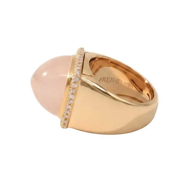 Bague FRED "Pain de sucre" en or rose, quartz et diamants - Castafiore