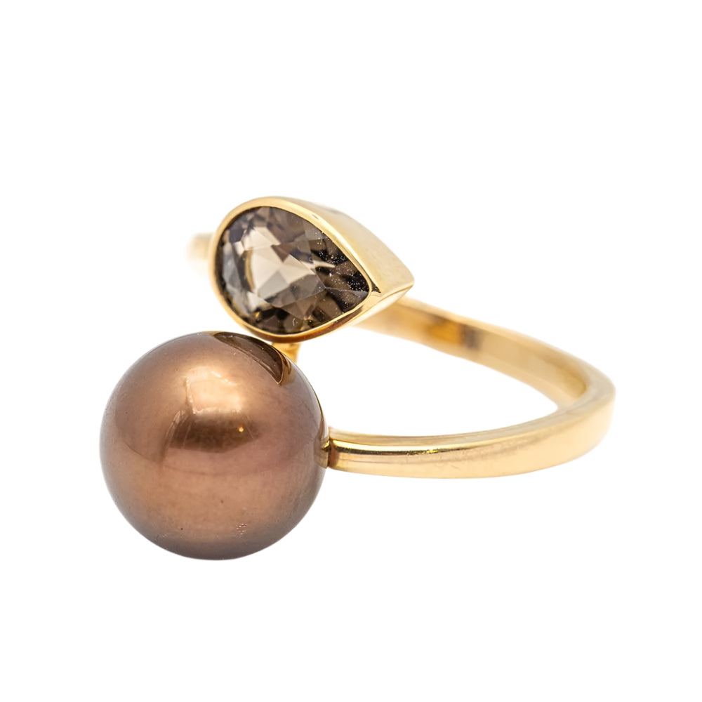 Bague FUMME en or rose et quartz - Castafiore