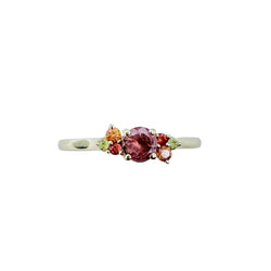 Bague GEMMYO "Baby Everbloom Camaïeux" en or jaune, tourmaline pêche, saphirs jaunes et oranges - Castafiore