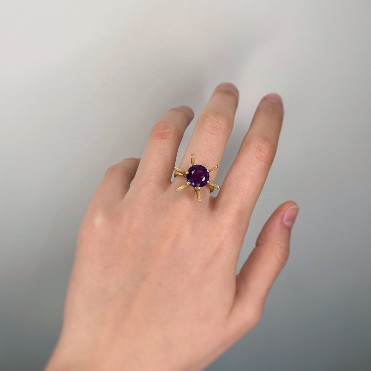 Bague Géométrique en Or - Améthyste - Castafiore