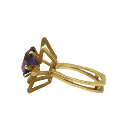 Bague Géométrique en Or - Améthyste - Castafiore