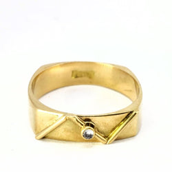 Bague géométrique en or jaune et diamant - Castafiore