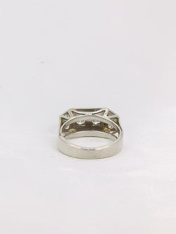 Bague géométrique or blanc platine diamants - Castafiore