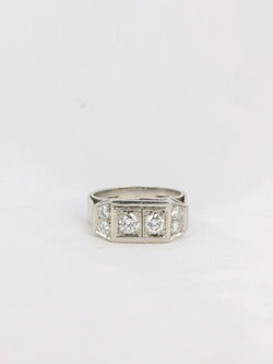 Bague géométrique or blanc platine diamants - Castafiore