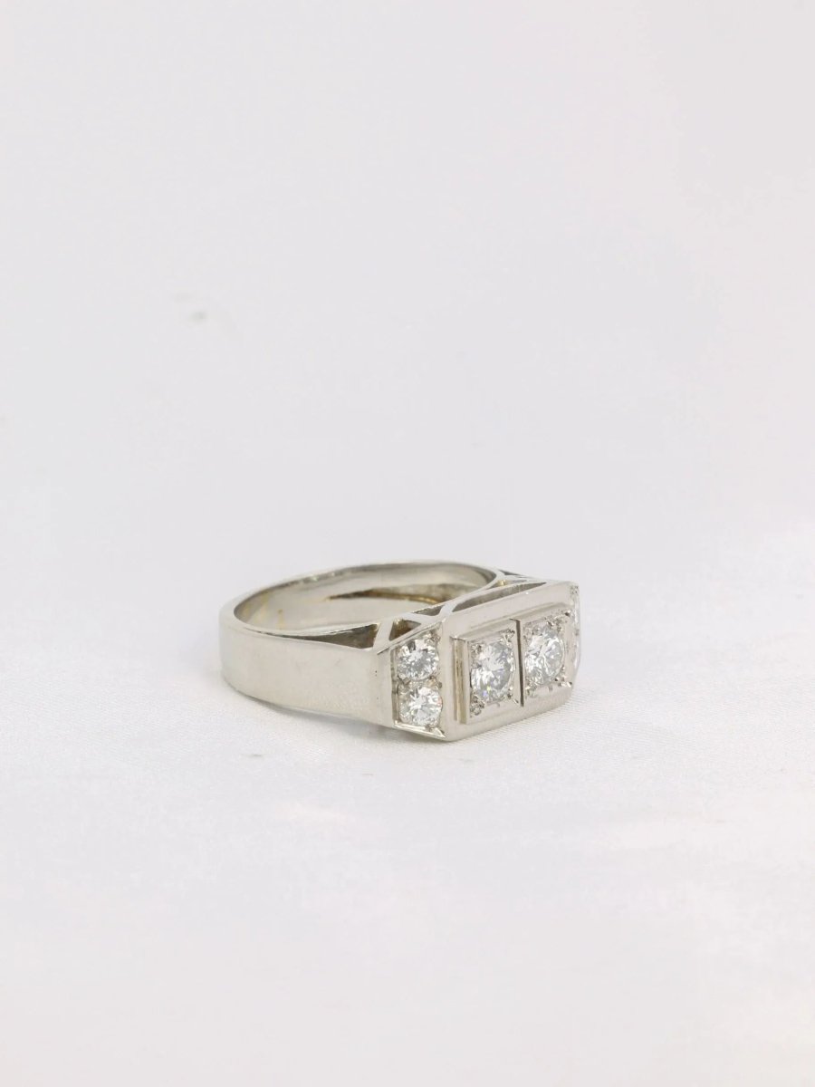 Bague géométrique or blanc platine diamants - Castafiore