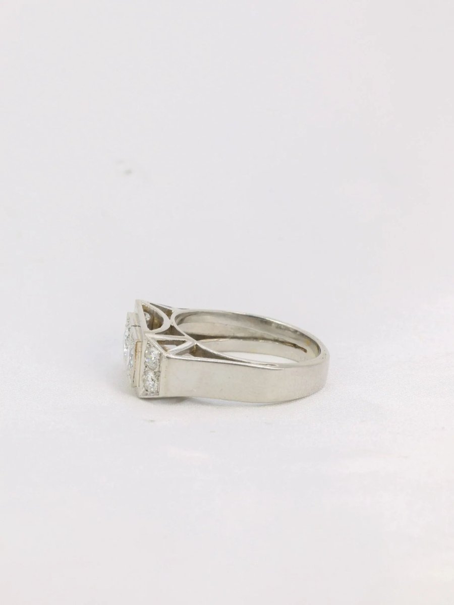 Bague géométrique or blanc platine diamants - Castafiore