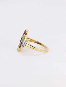 Bague géométrique or jaune améthyste topaze péridot citrine grenat - Castafiore