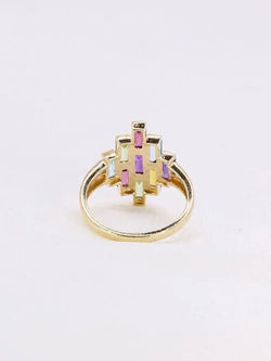 Bague géométrique or jaune améthyste topaze péridot citrine grenat - Castafiore