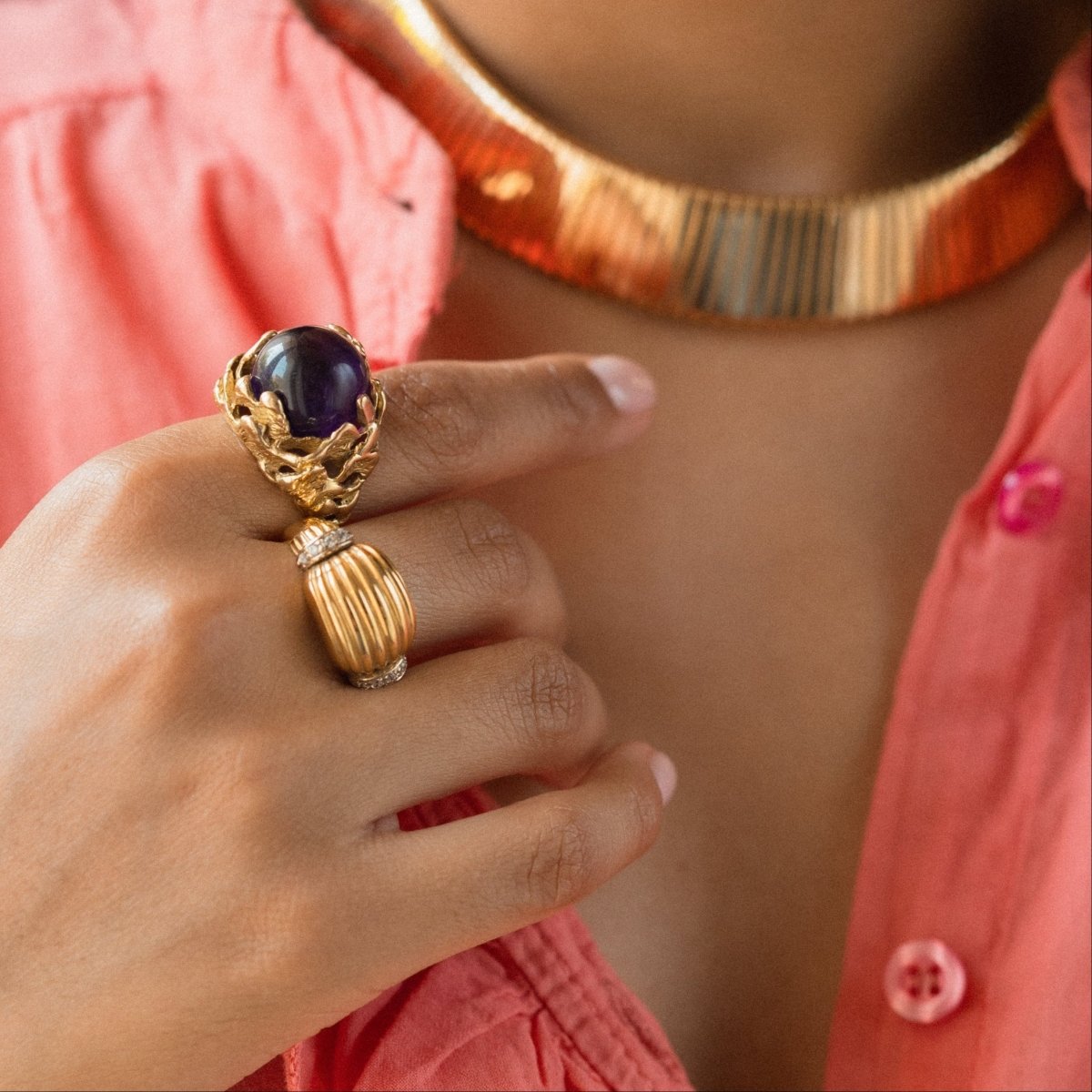 Bague GILBERT ALBERT en or jaune et perles - Castafiore