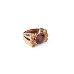 Bague "Giorgia" en or jaune, grenat et topazes - Castafiore