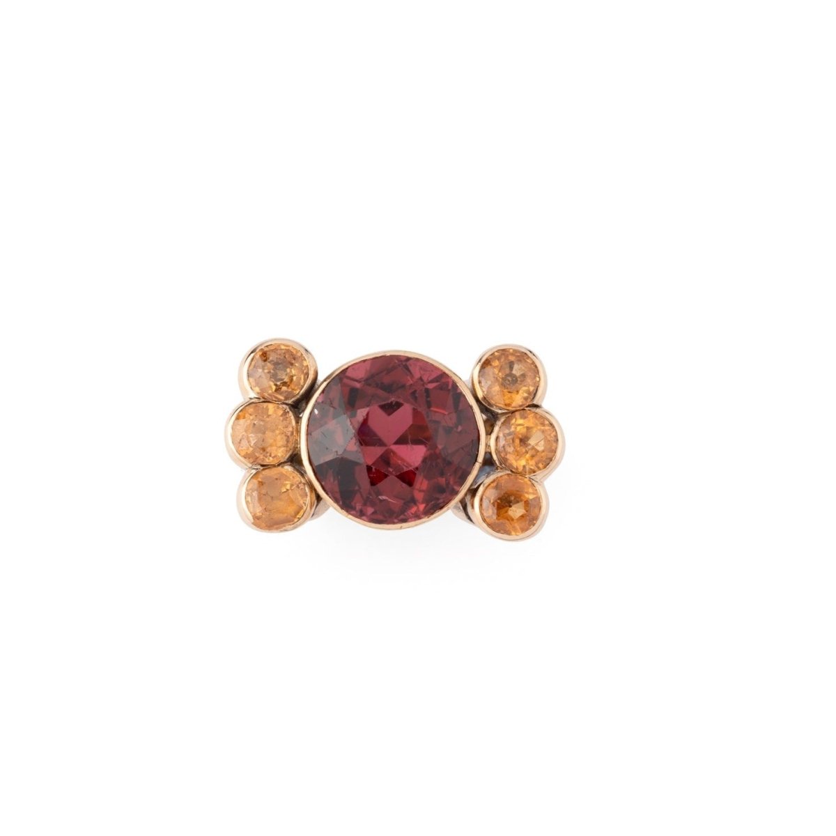 Bague "Giorgia" en or jaune, grenat et topazes - Castafiore