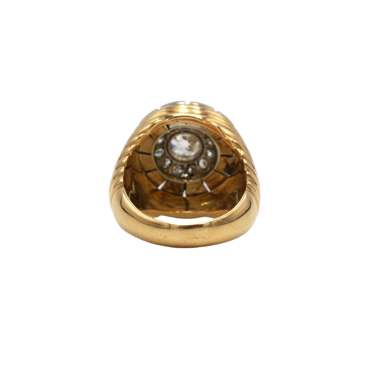 Bague Godronnée en or jaune et platine avec diamants - Castafiore