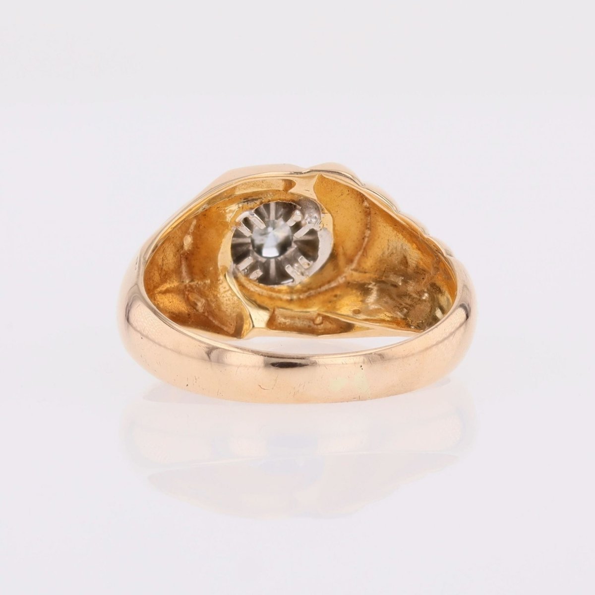 Ring rose gold diamond godronnée