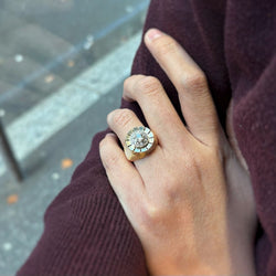 Bague Godronnée - Or jaune, Platine & Diamants - Castafiore