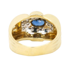 Bague godrons or jaune saphir ovale diamants - Castafiore