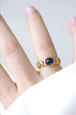 Bague Gourmette Or et Saphir Cabochon - Castafiore