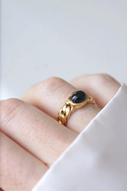 Bague Gourmette Or et Saphir Cabochon - Castafiore