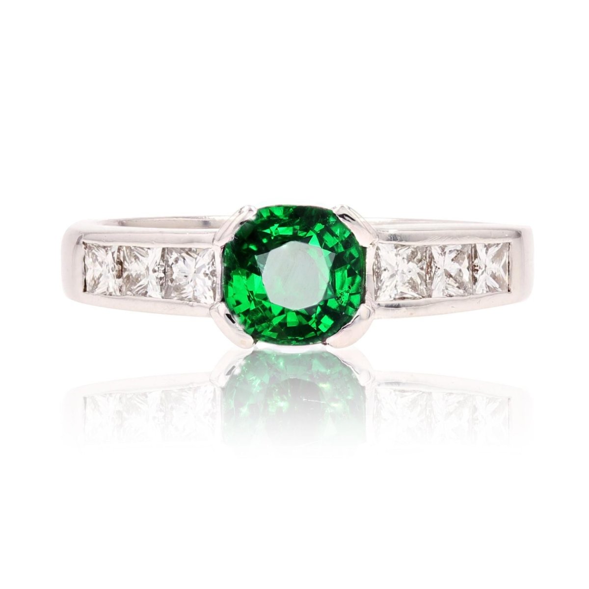 Bague grenat tsavorite et diamants princesse - Castafiore
