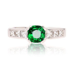Bague grenat tsavorite et diamants princesse - Castafiore