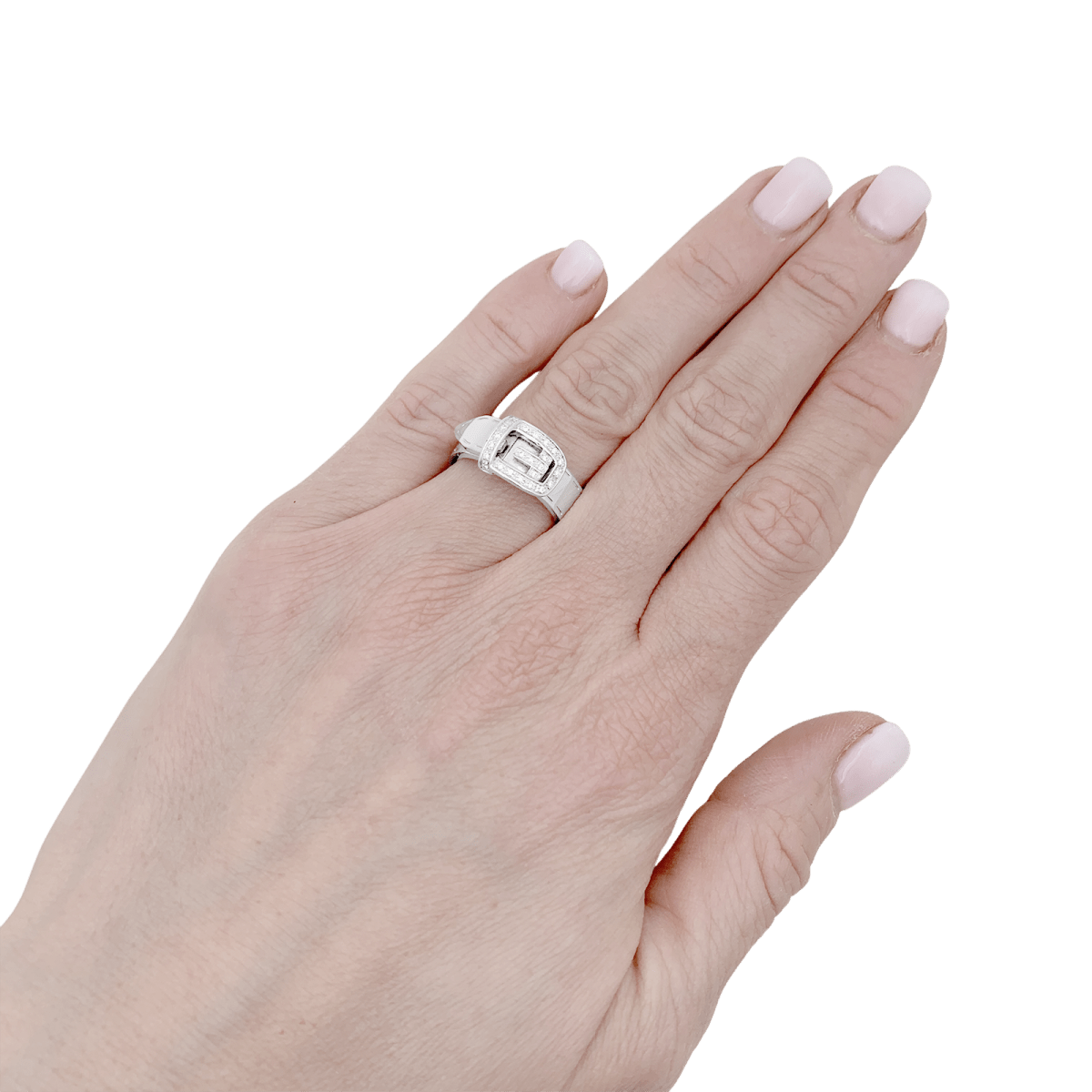 Bague GUCCI "Ceinture" en or blanc et diamants. - Castafiore