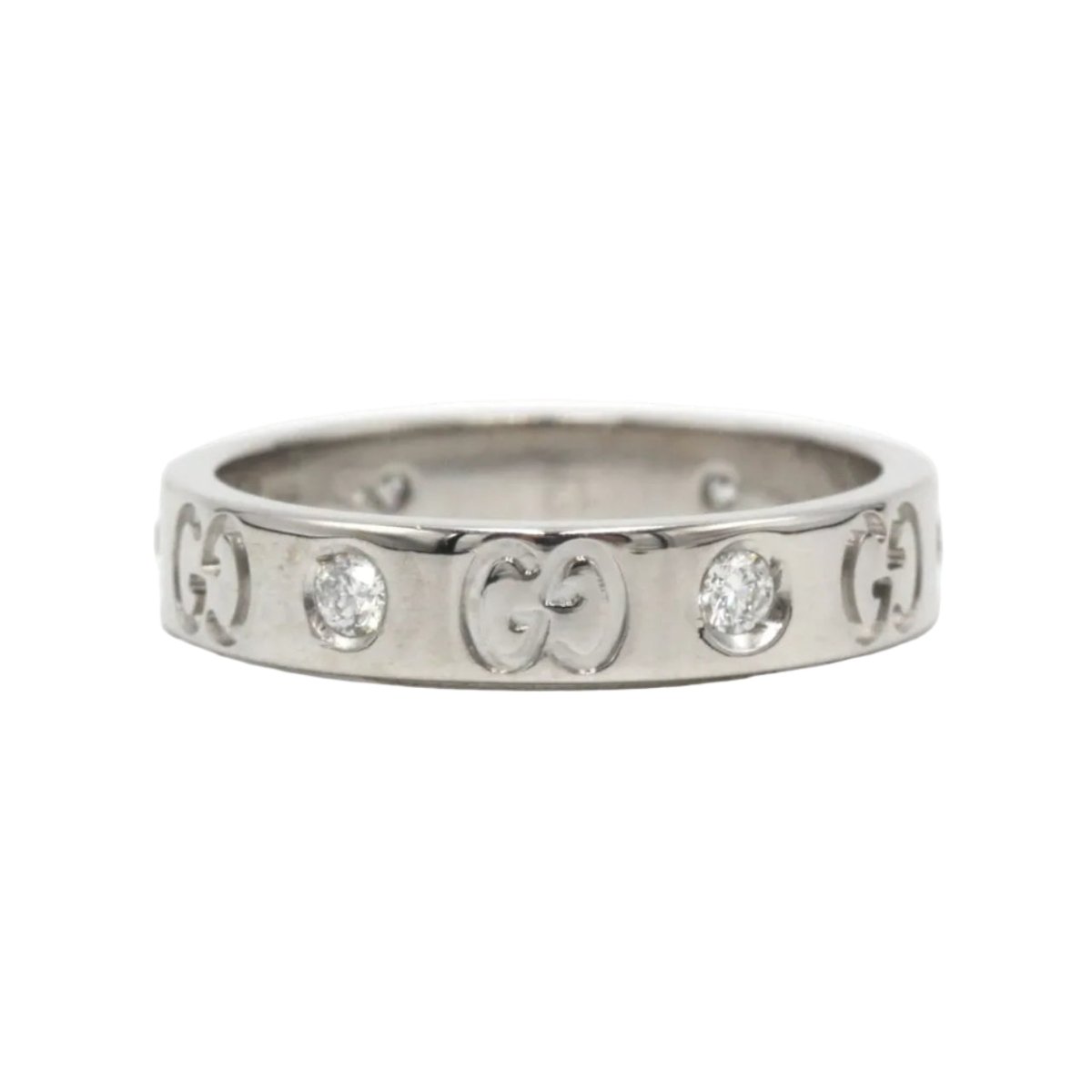 Bague GUCCI "Icon" en or blanc et diamants - Castafiore