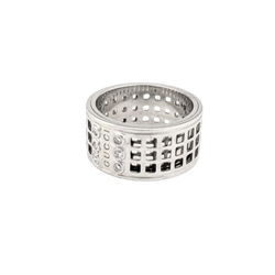 Bague GUCCI "Large Scroll" en or blanc et diamants - Castafiore