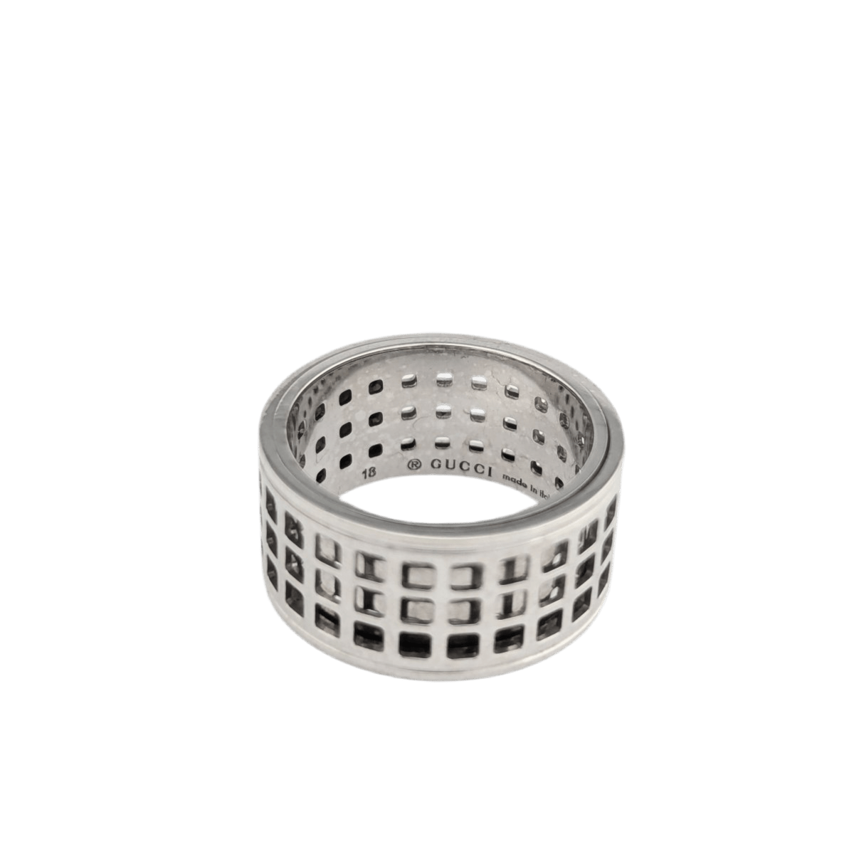 Bague GUCCI "Large Scroll" en or blanc et diamants - Castafiore