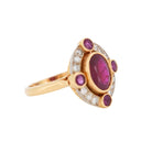 Bague Halo Rubis Birman Naturel et Diamants - Castafiore