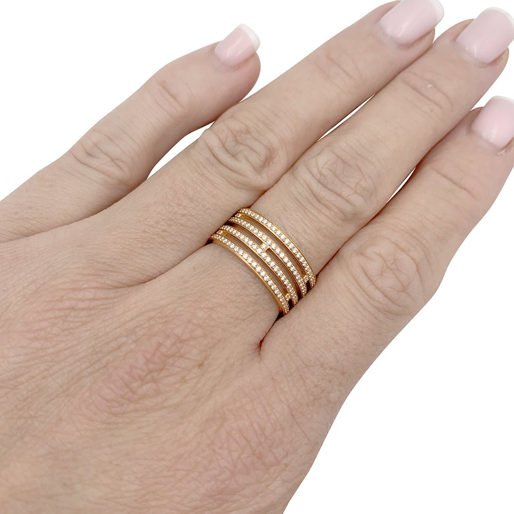 Bague Hermès, "Ariane", or rose, diamants. - Castafiore