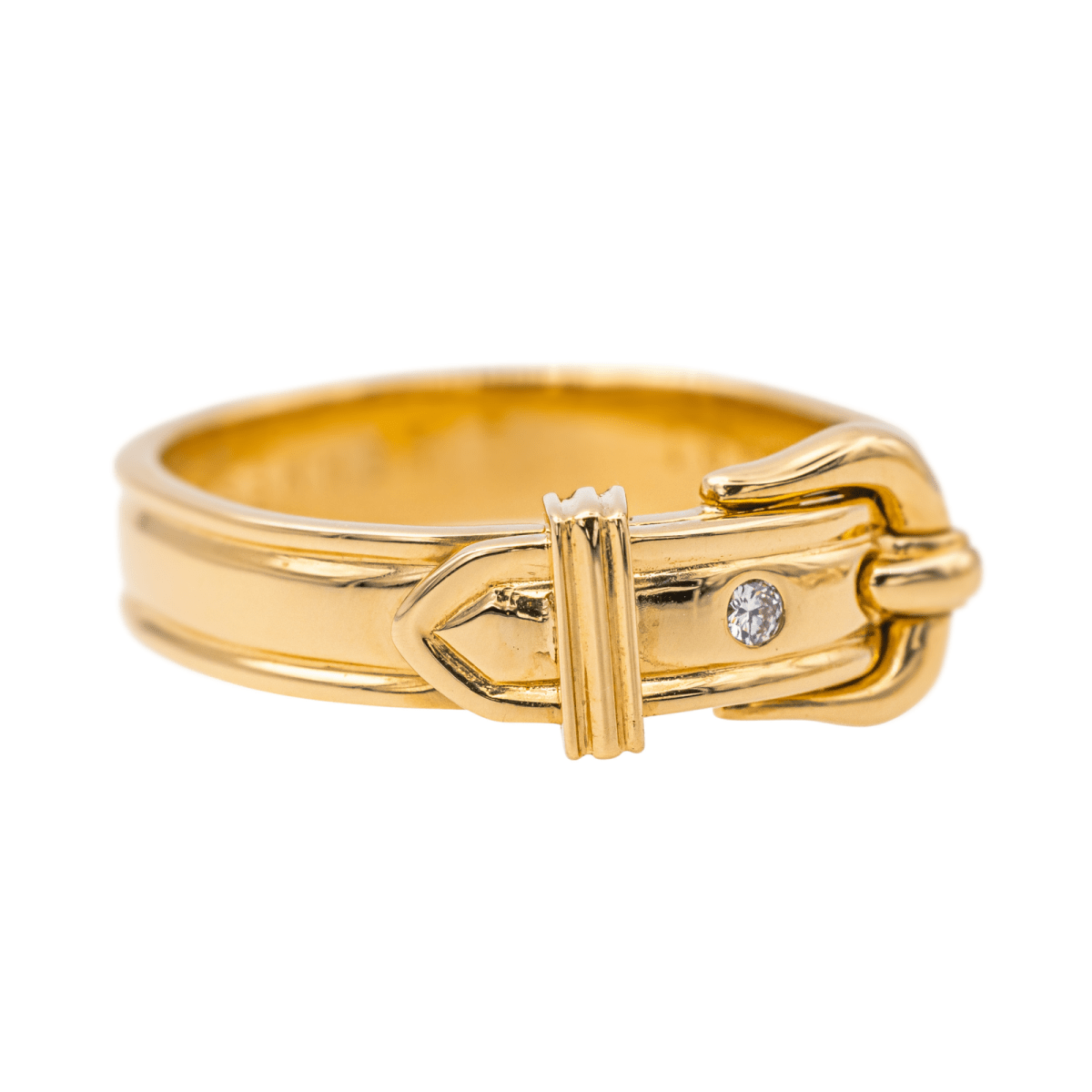 Bague HERMÈS "Ceinture" en or jaune et diamants - Castafiore