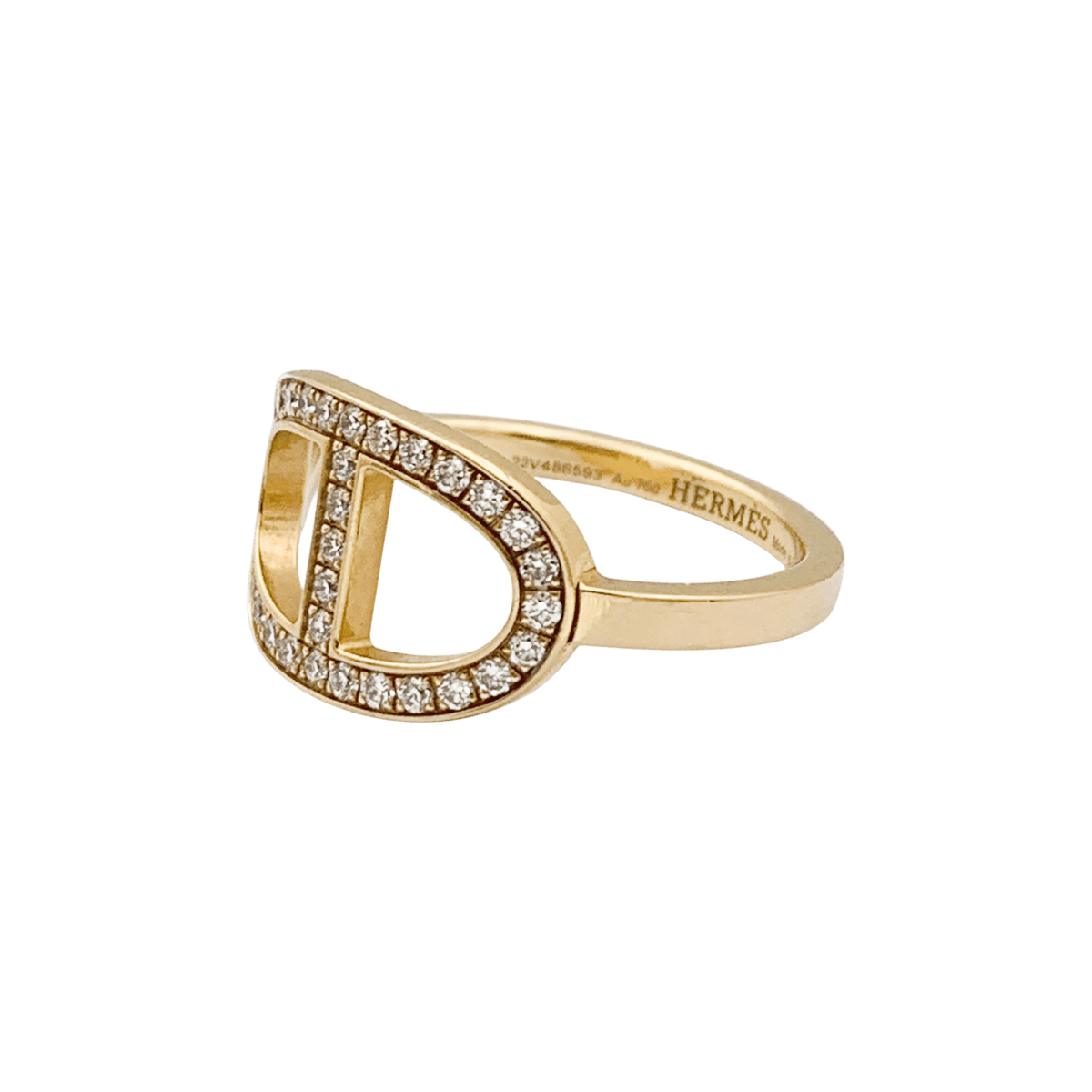 Bague HERMÈS "Chaîne d'ancre contour" en or rose et diamants - Castafiore