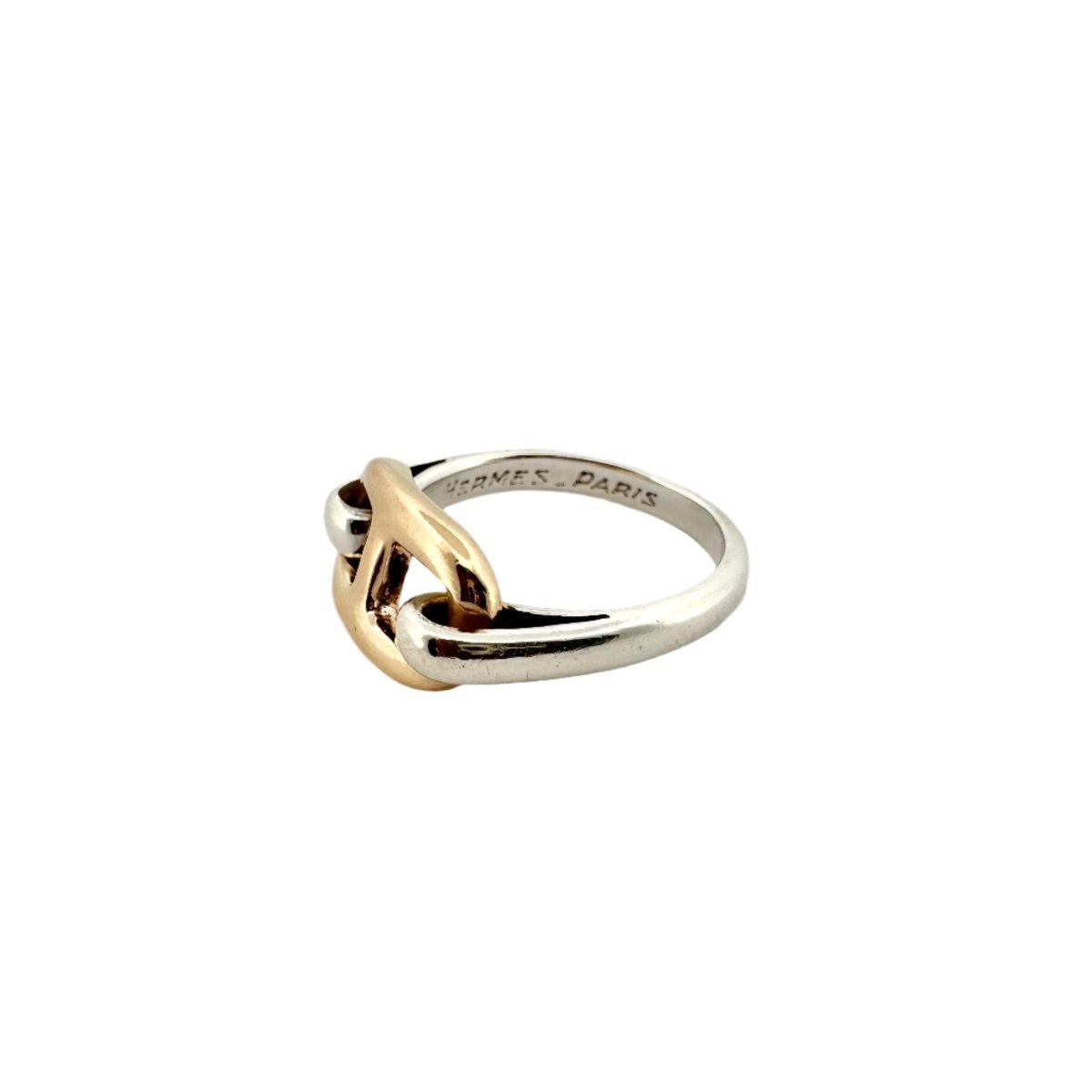 Bague HERMÈS, "Chaîne d'ancre" en or jaune et argent - Castafiore