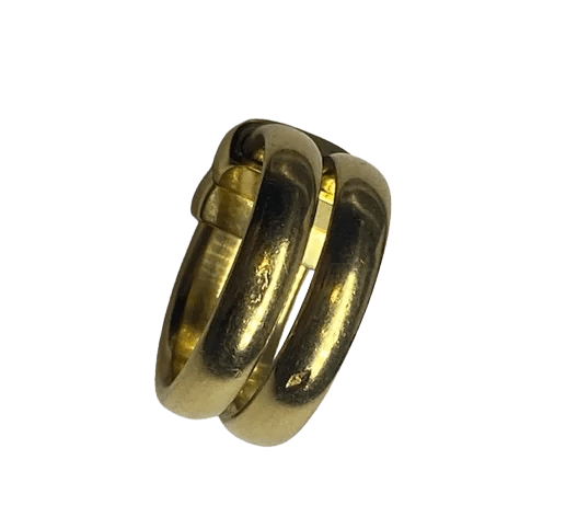 Bague HERMES Double anneau en or jaune et diamants - Castafiore