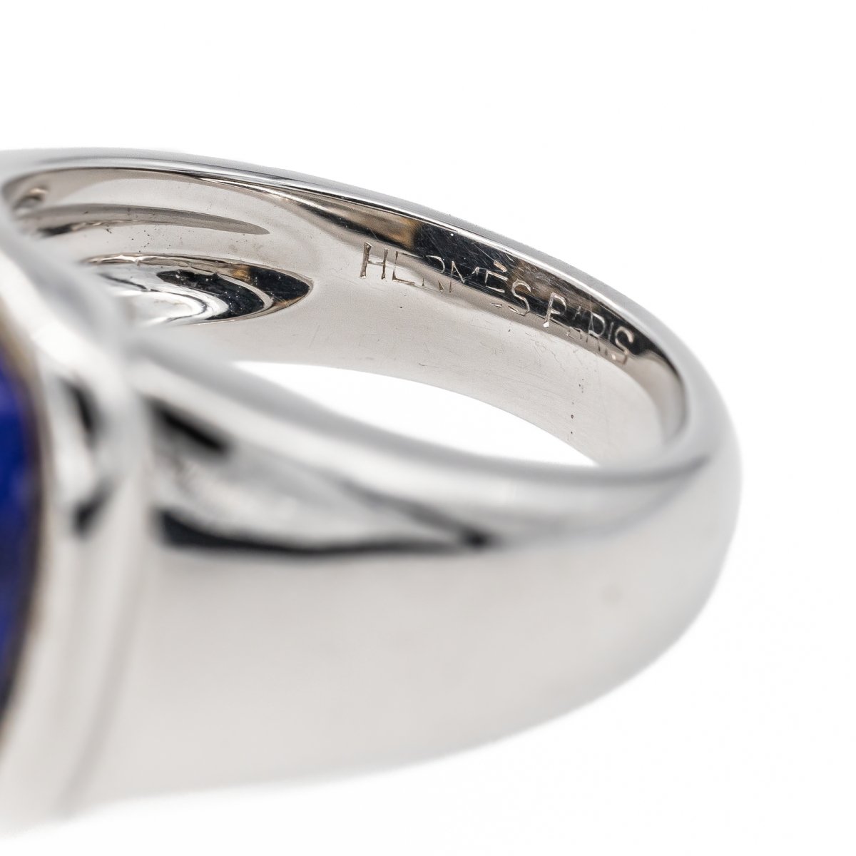 Bague HERMES en or blanc et lapis - lazuli - Castafiore